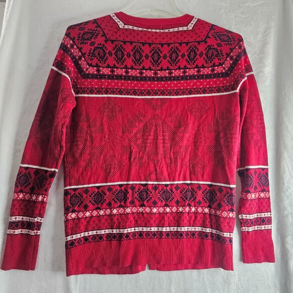 Merona Sweater Woman XXL Button Up Red Black Christmas Winter Cardigan - Picture 2 of 11